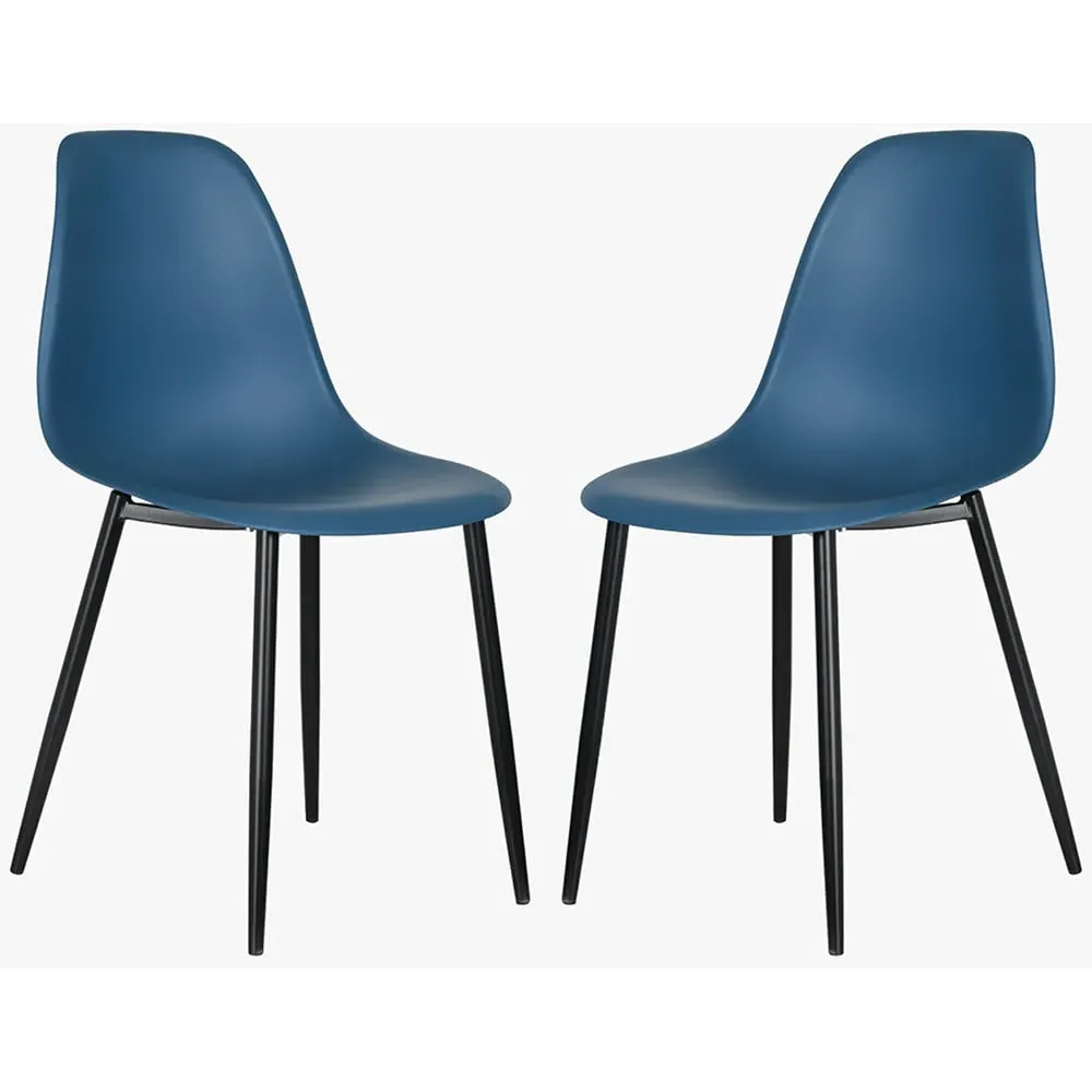 Arta Curve Dining Chairs In Pair - Blue, Plastic image
