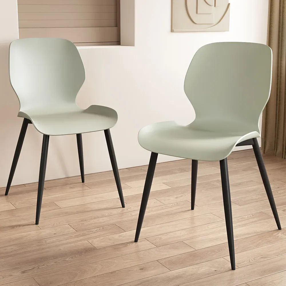Arta Curved Dining Chairs Pair - Green, Plastic product