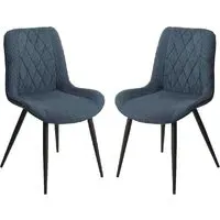 Arta Diamond Stitch Dining Chairs - Blue, Fabric