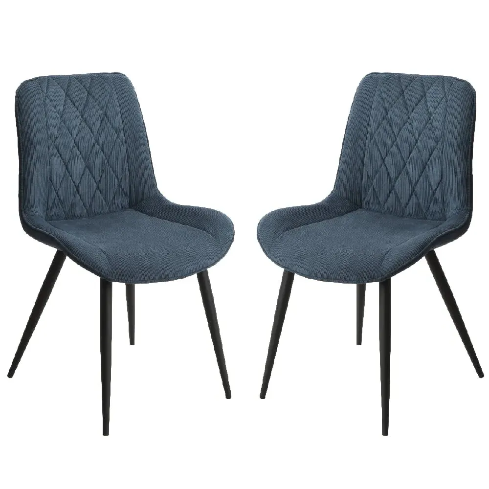 Arta Diamond Stitch Dining Chairs - Blue, Fabric image