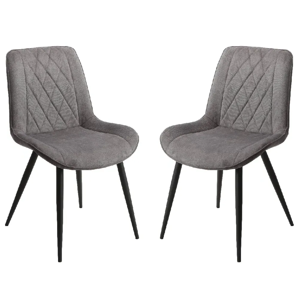 Arta Diamond Stitch Dining Chairs in Pair - Dark Grey, Fabric product