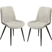 Arta Diamond Stitch Dining Chairs - Light Grey, Fabric