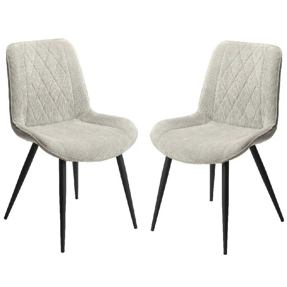 Arta Diamond Stitch Dining Chairs - Light Grey, Fabric