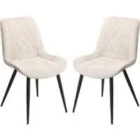 Arta Diamond Stitch Dining Chairs - Natural, Fabric