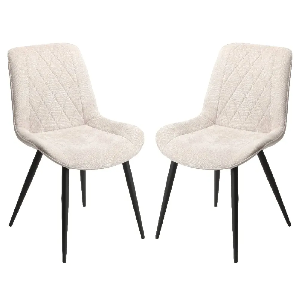Arta Diamond Stitch Dining Chairs - Natural, Fabric