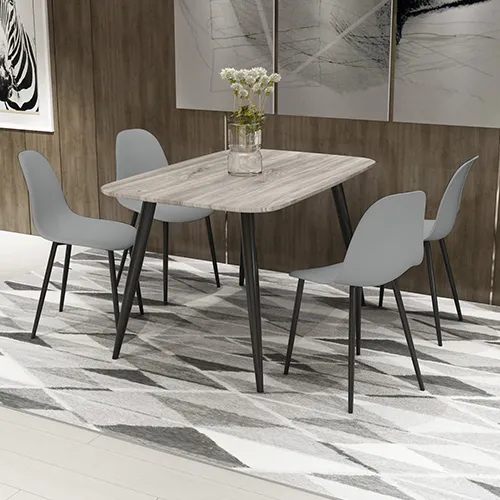 Arta Dining Table & 4 Duo Chairs - Grey Oak, Metal product