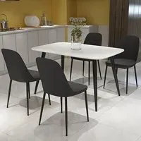 Arta Dining Table with 4 Curve Chairs - White, Wood