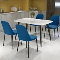 Arta Dining Table with 4 Curve Chairs - White, Wood