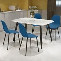 Arta Dining Table with 4 Duo Chairs - White, Wood