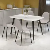 Arta Dining Table with 4 Duo Chairs - White, Wood