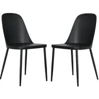 Arta Duo Dining Chairs In Pair - Black, Plastic