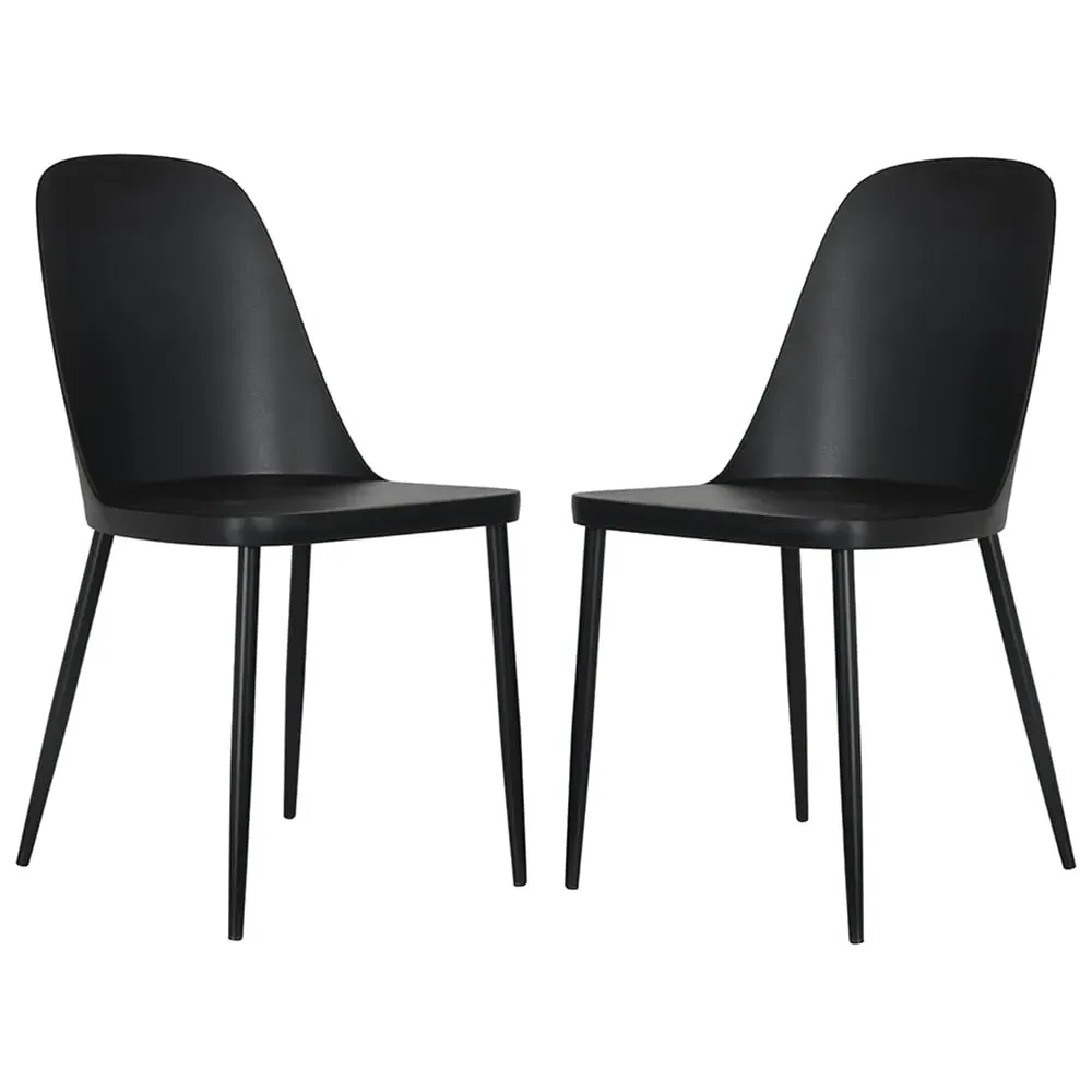 Arta Duo Dining Chairs In Pair - Black, Plastic image