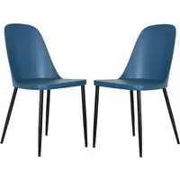 Arta Duo Dining Chairs In Pair - Blue, Plastic