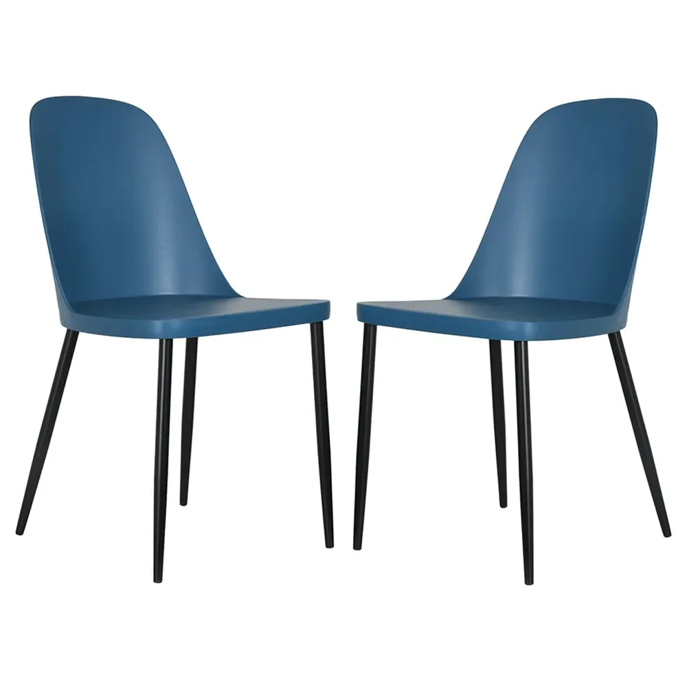 Arta Duo Dining Chairs In Pair - Blue, Plastic