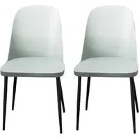 Arta Duo Dining Chairs In Pair - Light Grey, Plastic