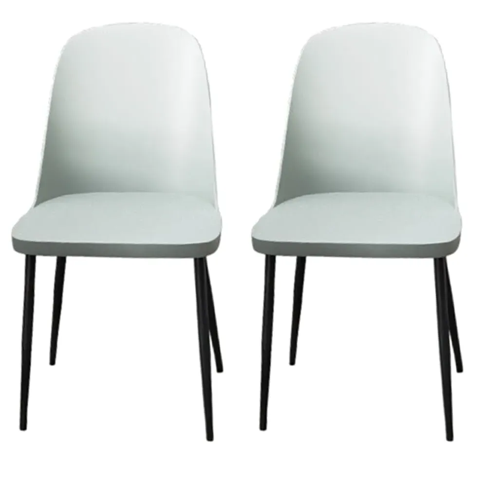 Arta Duo Dining Chairs In Pair - Light Grey, Plastic