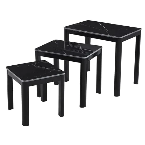 Arta Nest of 3 Tables - Black, Sintered Stone image