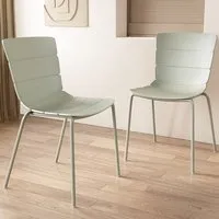 Arta Pair of Dining Chairs - Green, Plastic alternate view