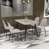 Arta Rectangular Dining Table with 4 Curve Chairs - Calico