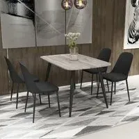 Arta Rectangular Dining Table with 4 Curve Chairs - Grey