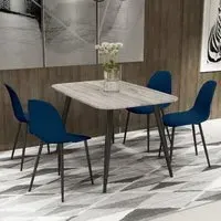 Arta Rectangular Dining Table with 4 Duo Chairs - Grey, Wood