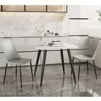 Arta Square Dining Table with 2 Curve Chairs - White, Wood