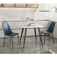 Arta Square Dining Table with 2 Curve Chairs - White, Wood