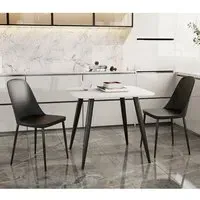 Arta Square Dining Table with 2 Curve Chairs - White, Wood