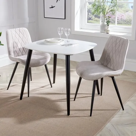 Arta Square Dining Table with 2 Diamond Chairs - White, Wood image