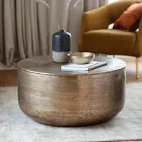 Artesia Round Coffee Table - Antique Brass, Metal