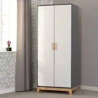 Arthur 2-Door Wardrobe - White, Grey