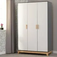 Arthur 3-Door Wardrobe - White, Grey