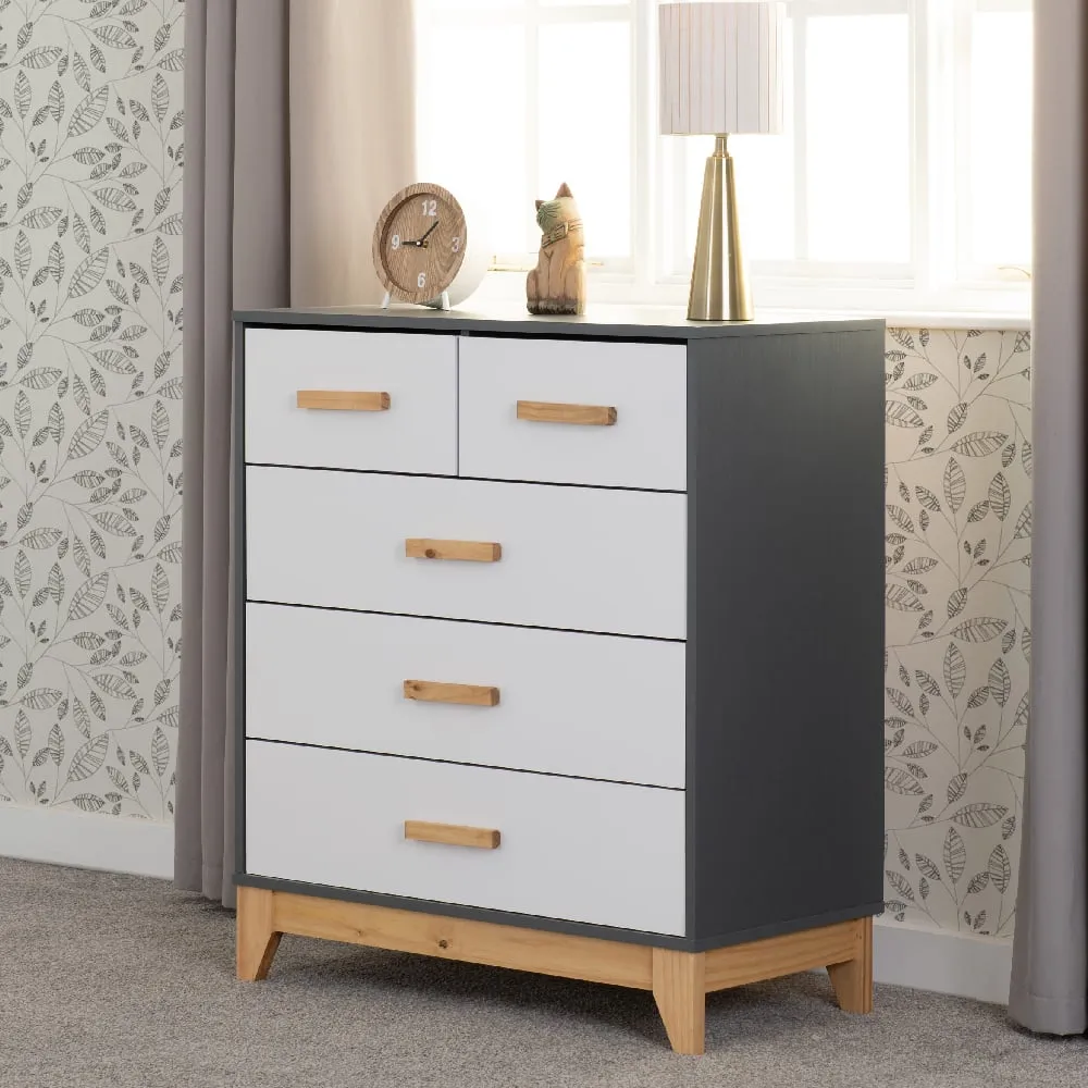 Arthur 5-Drawer Chest - White, Wood