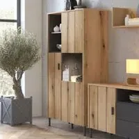 Arthur Display Cabinet with 3 Doors - Grey Oak, Wood