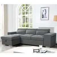 Arthur L-Shaped Corner Sofa Bed with Storage - Grey, Fabric