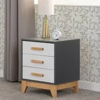 Arthur 3-Drawer Bedside Cabinet - White, Wood alternate view