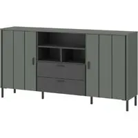 Arthur Wooden Sideboard with 2 Doors 2 Drawers - Green Grey