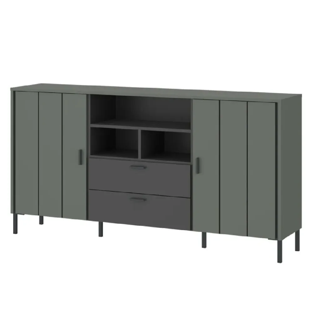 Arthur Wooden Sideboard with 2 Doors 2 Drawers - Green Grey