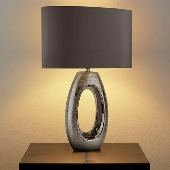 Artisan Table Lamp with Chrome Base - Grey image