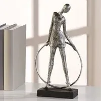 Artist Sculpture with Black Base - Silver, Poly Metal