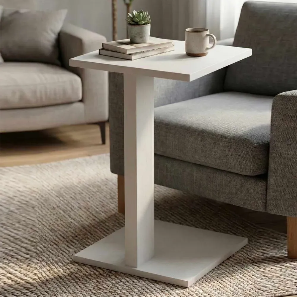 Artmat Square Side Table - White, Melamine Coated Particle Board product