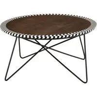 Artok Round Coffee Table with Black Legs - Natural, Acacia Wood