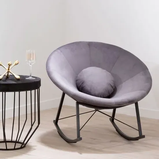 Artos Rocking Chair - Grey, Velvet