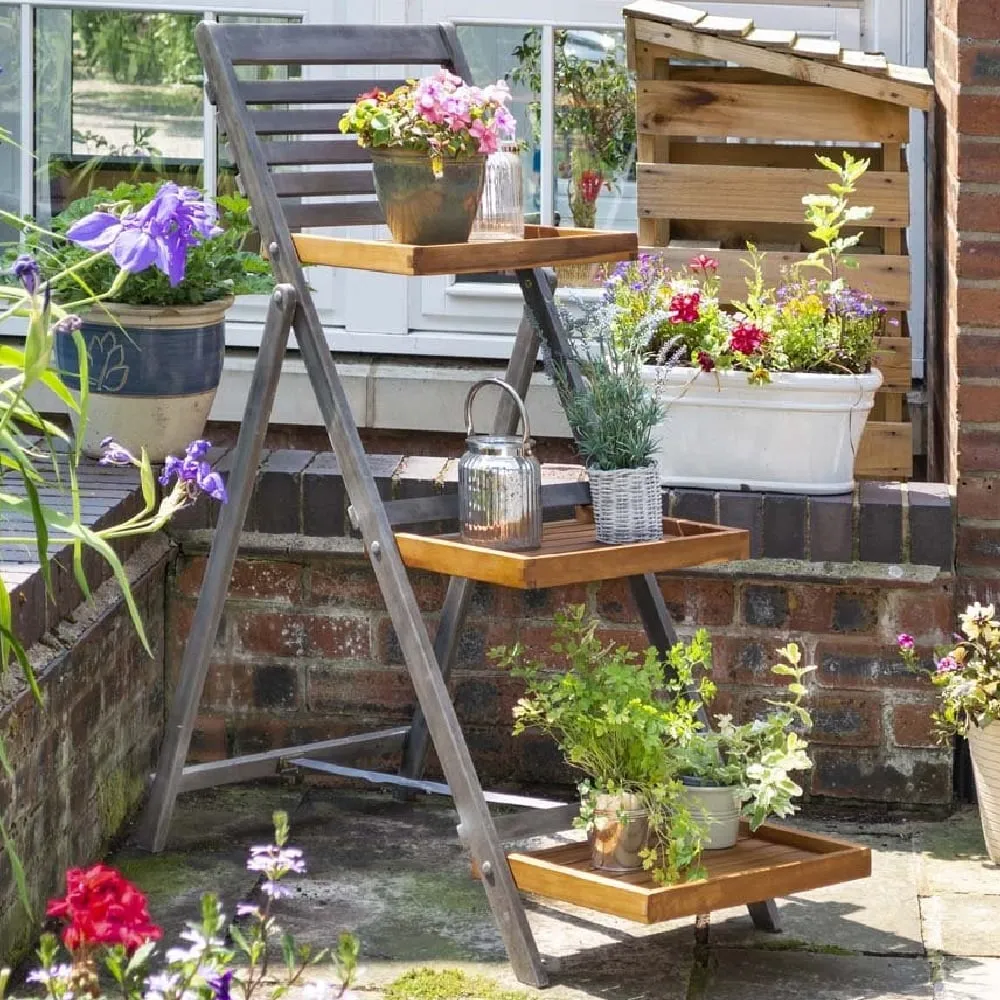 Arundel Large Garden Ladder Planter - Grey, Hardwood product