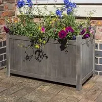 Arundel Rectangular Garden Planter - Grey, Wood