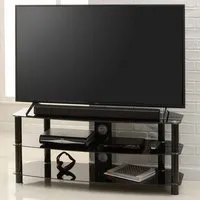 Arvada 120cm Glass Top TV Stand with 2 Shelves - Black alternate view