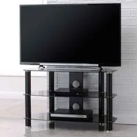 Arvada 80cm TV Stand with 2 Shelves - Black, Glass alternate view