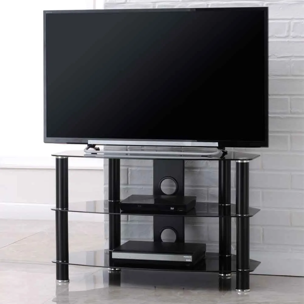 Arvada 80cm TV Stand with 2 Shelves - Black, Glass product