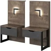 Arvada Grande Pair Bedside Cabinets with LED - Matera Oak