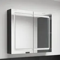 Arvada Mirrored Cabinet with LED - Black, MDF